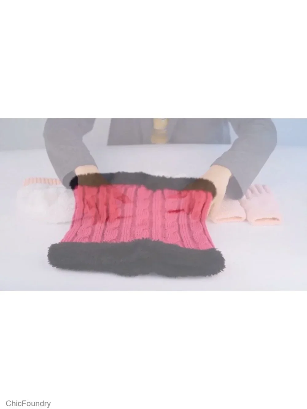 Kids Knit Fleece Lined Hat Scarf Gloves Set - Warm Thermal Winter Accessories